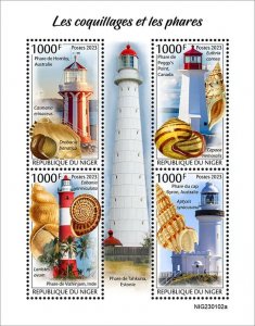 NIGER - 2023 - Shells and Lighthouses - Perf 4v Sheet - Mint Never Hinged