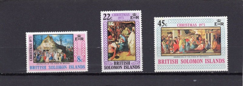 SOLOMON ISLANDS 1973 CRISTMAS PAINTINGS SET OF 3 STAMPS MNH