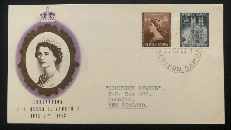 1953 Apia Western Samoa First Day Cover QE2 Queen Elizabeth coronation To NZ