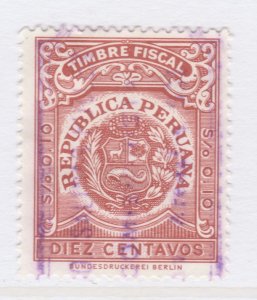 PERU Revenue Stamp Used Tax Mark Fiscal PEROU Stamp Fiscal A27P50F25579-