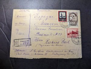 1935 Registered Russia USSR Soviet Union Cover Moscow to Manresa Spain