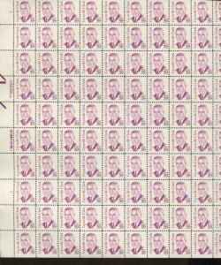 Pane of 100 USA Stamps 1867v American Author Grenville Clark Brookman $325