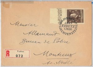 46432 - LIECHTENSTEIN - POSTAL HISTORY - REGISTERED COVER to FRANCE 1945-