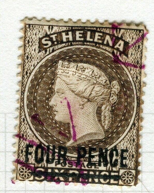 ST. HELENA; 1884-94 early classic QV issue fine used FOUR PENCE