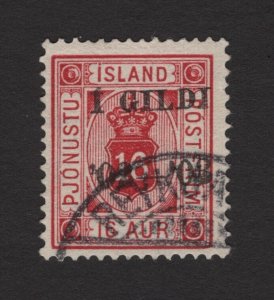 Iceland 1902 16a Carmine Gildi Official #O28 Facit Tj18b F-VF Used Variety v3 #1