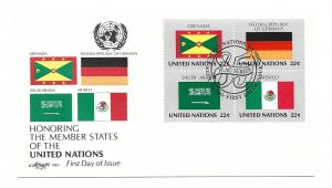 UN #450-53 Flag Series 1985, Grenada Germany Saudi Arabia Mexico Artmaster FDC
