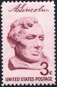 SC#1114 3¢ Lincoln Sesquicentennial Issue: Lincoln by Gutson Borglum (1959) MNH