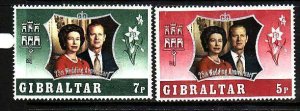 Gibraltar-Sc#292-3- id5-unused VLH set-QEII-25th Wedding-1972-