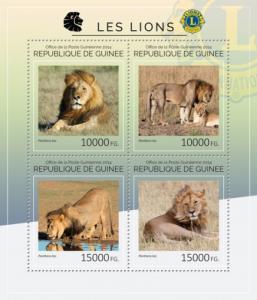 GUINEA 2014 SHEET LIONS WILD CATS FELINES WILDLIFE