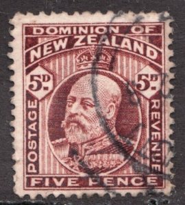 1909 New Zealand Sc #136 / Five Pence KEVII - Used postage stamp Cv$5