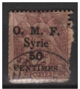 Syria 1920 - Scott 59 used - 50c on 2c, Stamp of France Ovpt