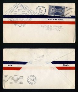 # 628 on First Flight of New Rate cover, Hartford, CT to New York, NY - 8-1-1928