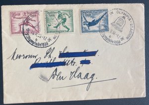 1936 Berlin Germany First Day Cover FDC To The Hague Netherlands Olympic Games