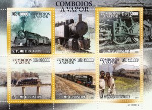 Sao Tome and Principe 2010 STEAM LOCOMOTIVES Sheetlet (5) MNH