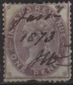 Great Britain revenue stamp, missing perfs) Victoria, dated Jan. 1873