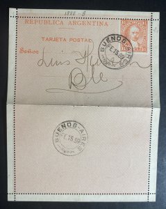 1889 Buenos Aires Argentina Postal Stationery Postcard Cover