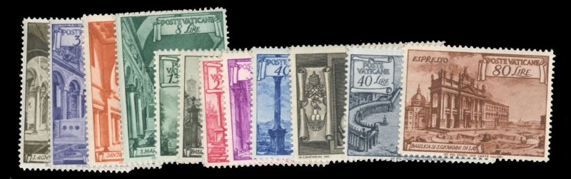 Vatican City #122-131, E11-12 Cat$109.45, 1949 Basilicas, complete set, never...