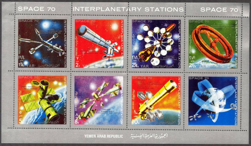 {Y067} Yemen 1970 Space Interplanetary stations sheet MNH** Mi.:1174/80 7,00Eur