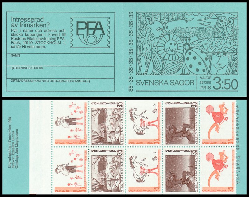 Sweden 841a MNH complete stamp booklet The Adventures of Nils Czeslaw Slania
