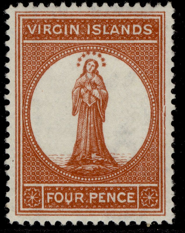 BRITISH VIRGIN ISLANDS QV SG37, 4d brown-red, LH MINT. Cat £45.