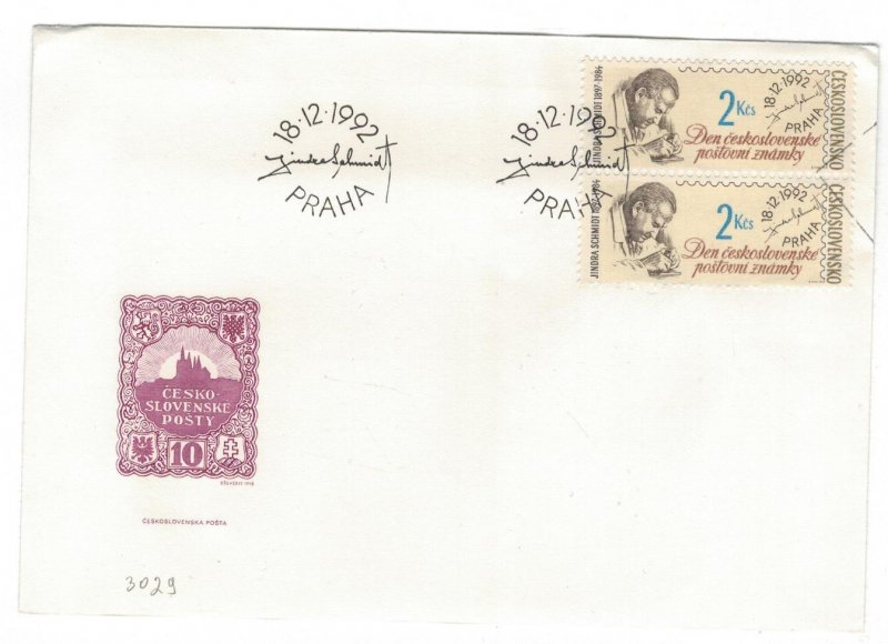 Czechoslovakia 1992 FDC Specimen Stamps Scott 2876 Stamp Designer Engraver