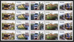 Australia SG3724/28 2012 City Transport Set in Block of 20 U/M