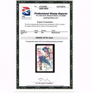 GENUINE SCOTT #C71 AUDUBON AIR MAIL XF USED PSE GRADED CERT - ESTATE SALE