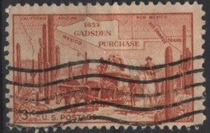 US 1028 (used) 3¢ Gadsden Purchase, copper brn (1953)