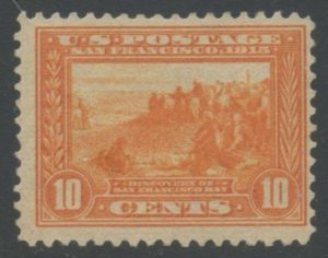 US Sc#400 1913 10c Panama-Pacific Orange Yellow Perf 12 Fine Centered OG MH