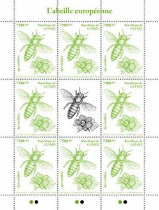 Guinea Bees Stamps 2020 MNH European Honey Bee Insects 8v M/S III