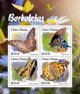 St Thomas - 2019 Butterflies on Stamps - 4 Stamp Sheet - ST190108a