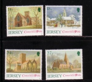 Jersey Sc 549-552 1990 Christmas Churches stamp set mint NH