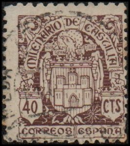 Spain 734 - Used - 40c Arms of Castile (1944) (cv $0.55)