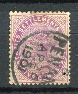 MALAYA; Fine 1901 Penang Postmark on QV 5c. used value