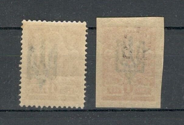 UKRAINE - MNH PERFORATED + IMPERFORATED STAMP, 1 kop - OVERPRINT - VARIETY-1918. 