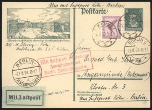 GGermany 1928 Airmail Cover USED Cologne Koeln Angermuende 110164