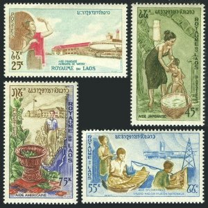 Laos 104-107, MNH. Mi 155-158. Foreign Aid, 1965. School, Airport, Food, Music.