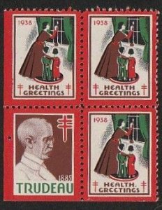 Canada   1938    Christmas Seal Block  Trudeau  MNH