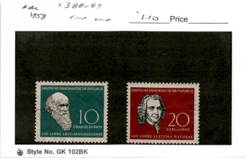 Germany - DDR, Postage Stamp, #388-389 Used, 1958 Charles Darwin (AF)