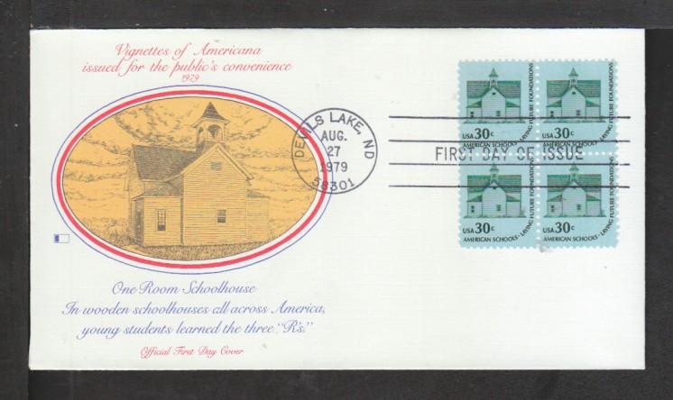 US 1606 School House 1979 B/4 Fleetwood U/A FDC 