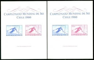 CHILE : 1966. Scott #C267a Skiing. 4 Souvenir Sheets. All VF, Mint NH. Cat $144.