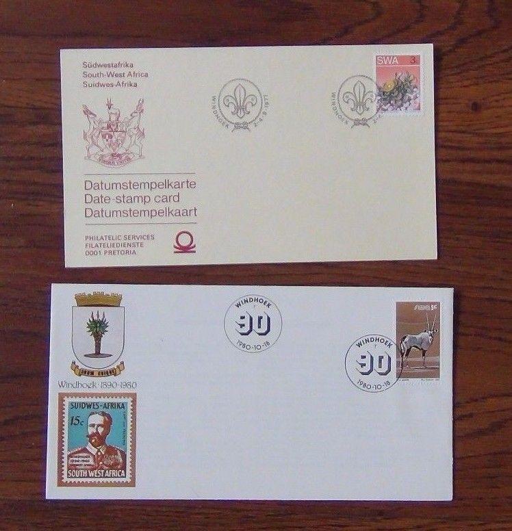 South West Africa 1984 1985 FDC X 10 Strauße Gebäude Eisenbahn Feder Musik