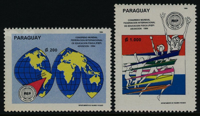 Paraguay 2481-2 MNH World Congress on Physical Education, Map