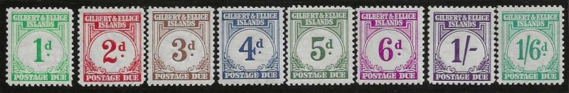 Gilbert & Ellice Is. #J1-J8, Mint set, postage dues, issued 1940