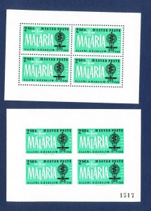 HUNGARY - 1461 - MNH  perf & imperf S/S - Green MALARIA, Medicine - 1962 ---c
