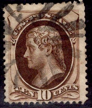 US Stamp #161 10c Brown Jefferson USED SCV $25