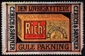 Vintage Denmark Poster Stamp Richs Coffee Additive (Chicory Coffee)