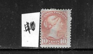 CANADA SCOTT #40 1870-89 SMALL QUEEN 10C (DULL ROSE) MINT HINGED (MINOR FAULTS)