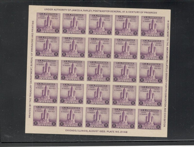 US SCOTT# 731, SOUV SHEET, MLH