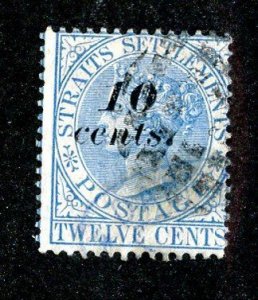 1881 Straits Settlements Sc# 34 used cv $12 ( 8104 BCXX )